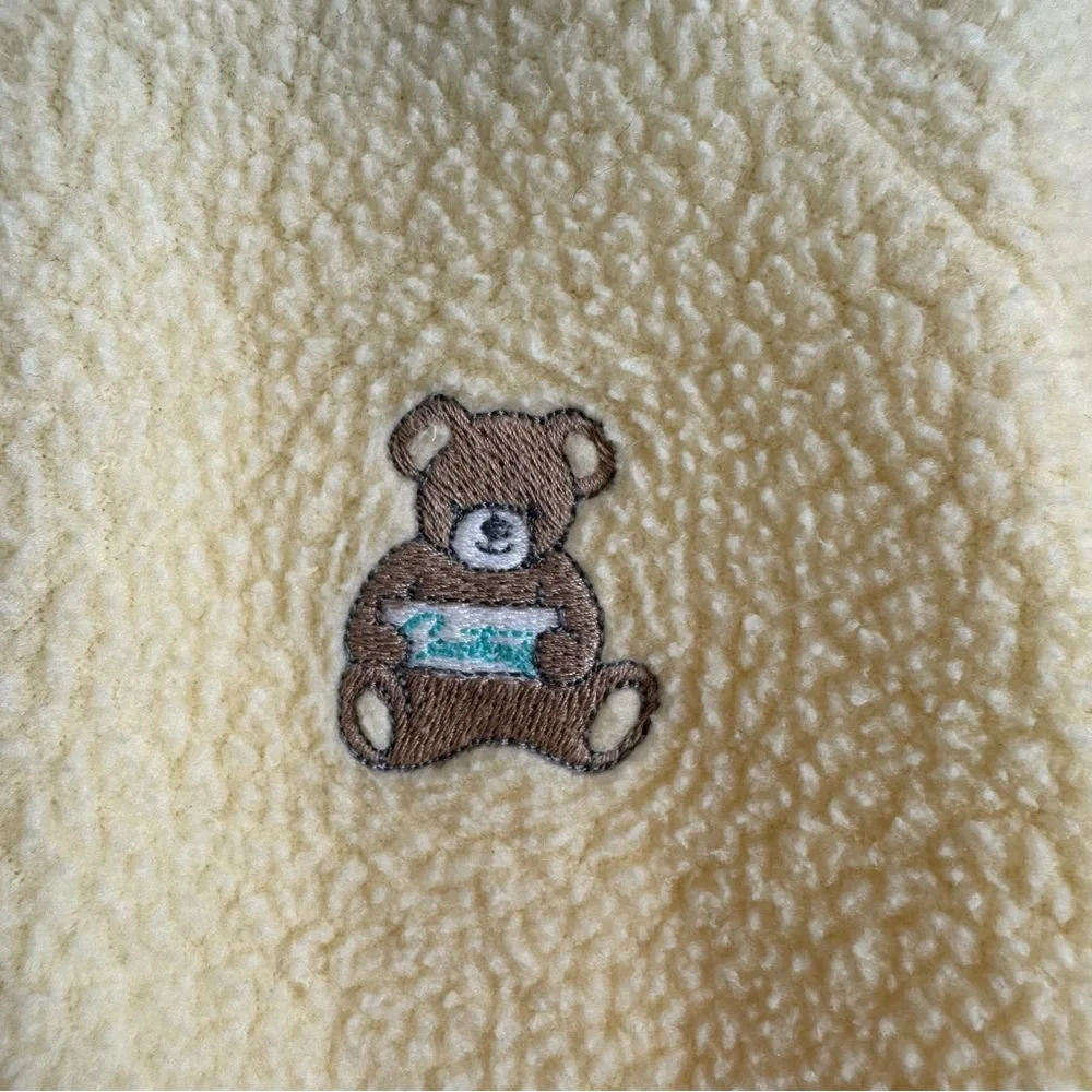 Vintage Carters Yellow Fleece‎ Embroidered Bear Soft Sleepsack Size 0-12 Months